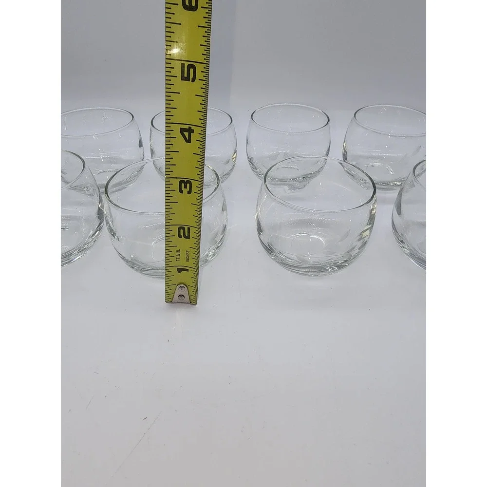 Vintage Etched Leaf Glass Juice Rocks Tumblers Set of 8 Clear Floral Barware